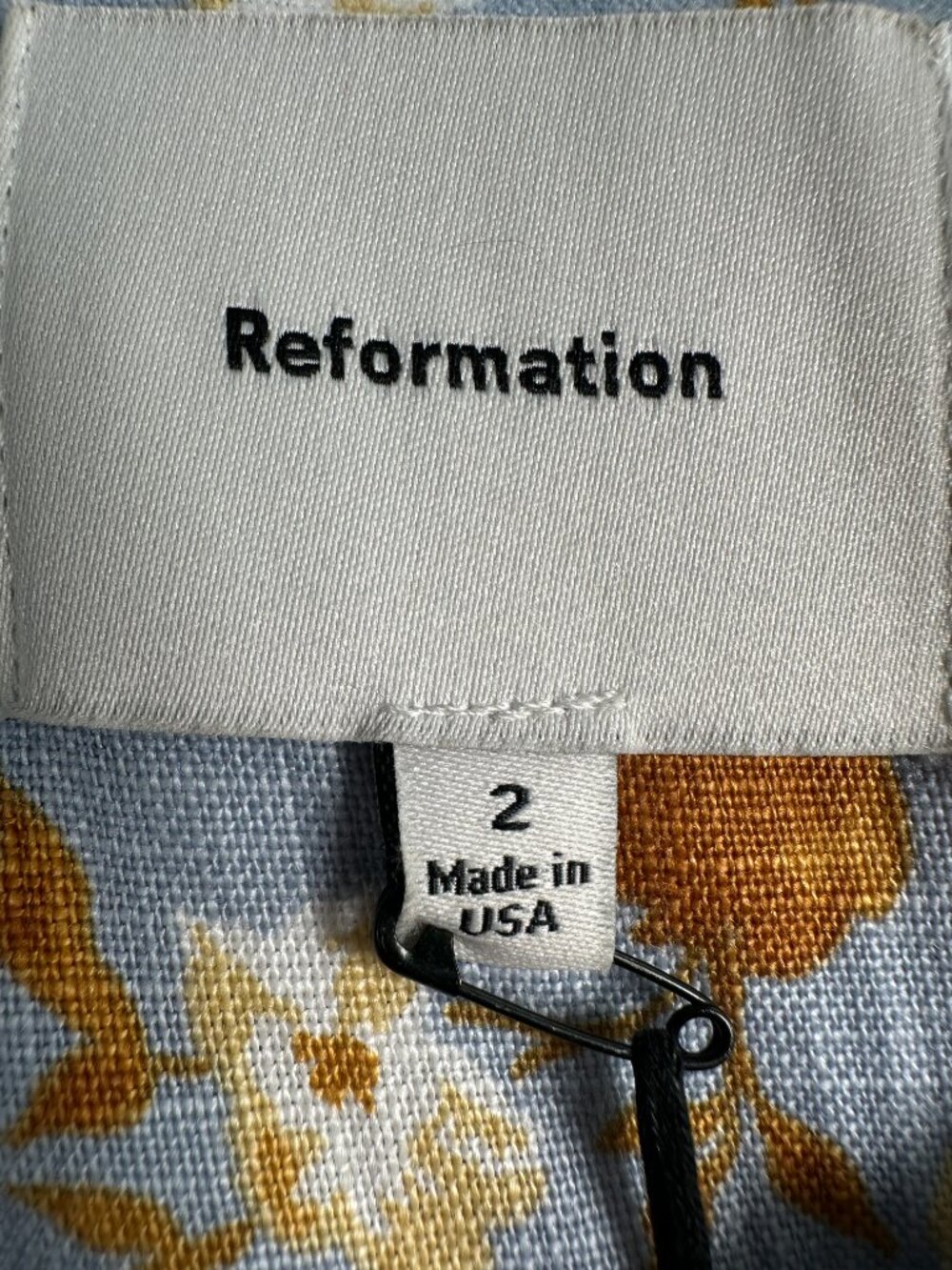 NWT Reformation Tagliatelle Heavenly Midi Linen Dress Blue Yellow Floral 2 - Picture 7 of 8